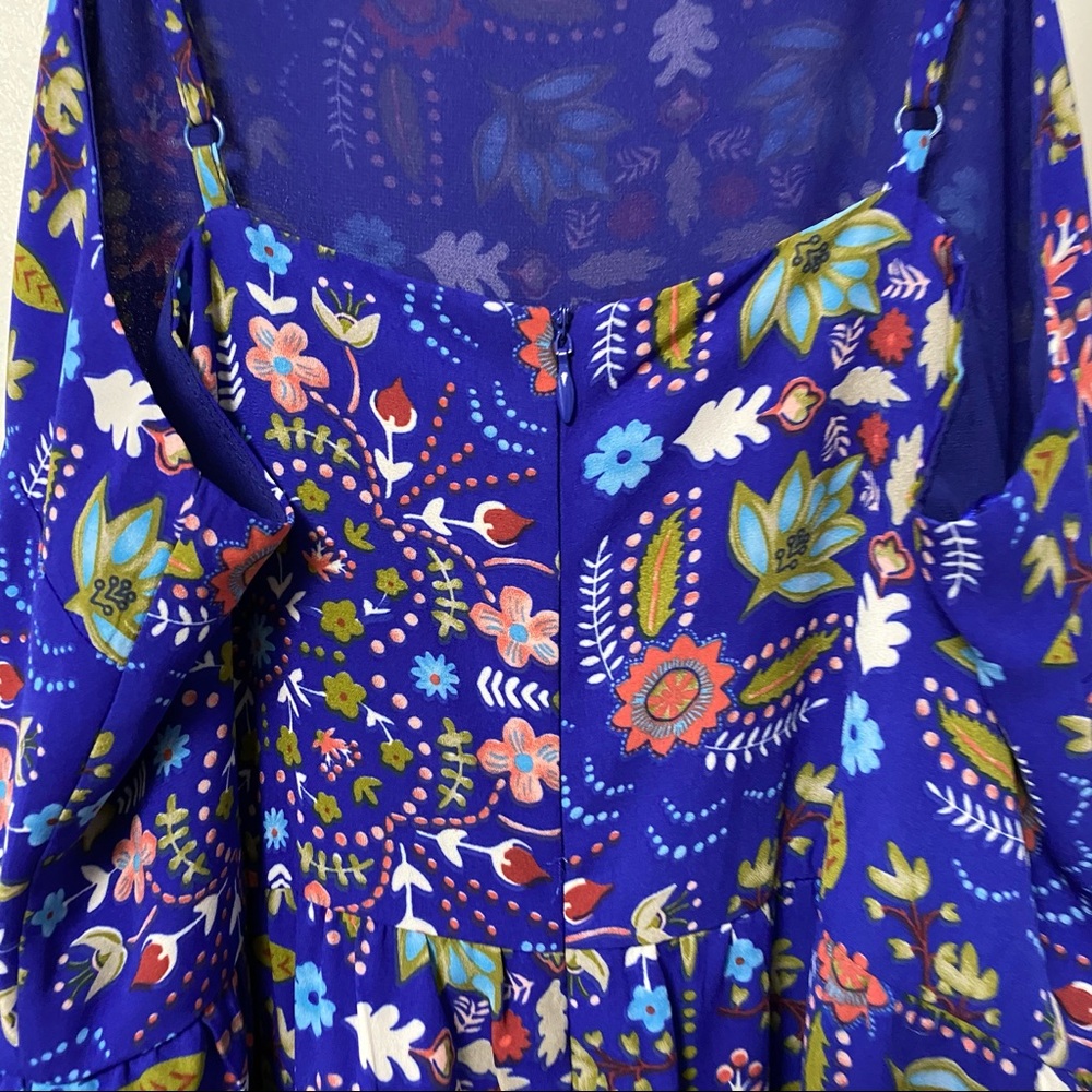 Everly Boho Mixed Pattern Floral Romper Blue SMALL - Picture 4 of 8